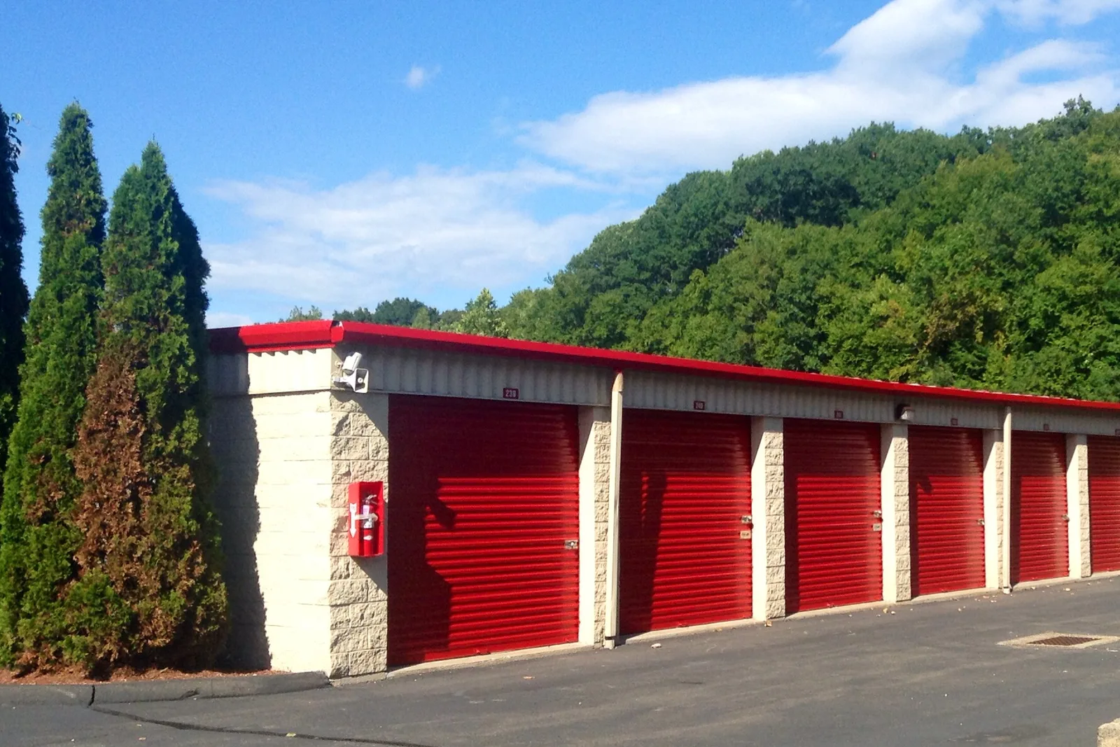 Self storage facility with drive-up units.